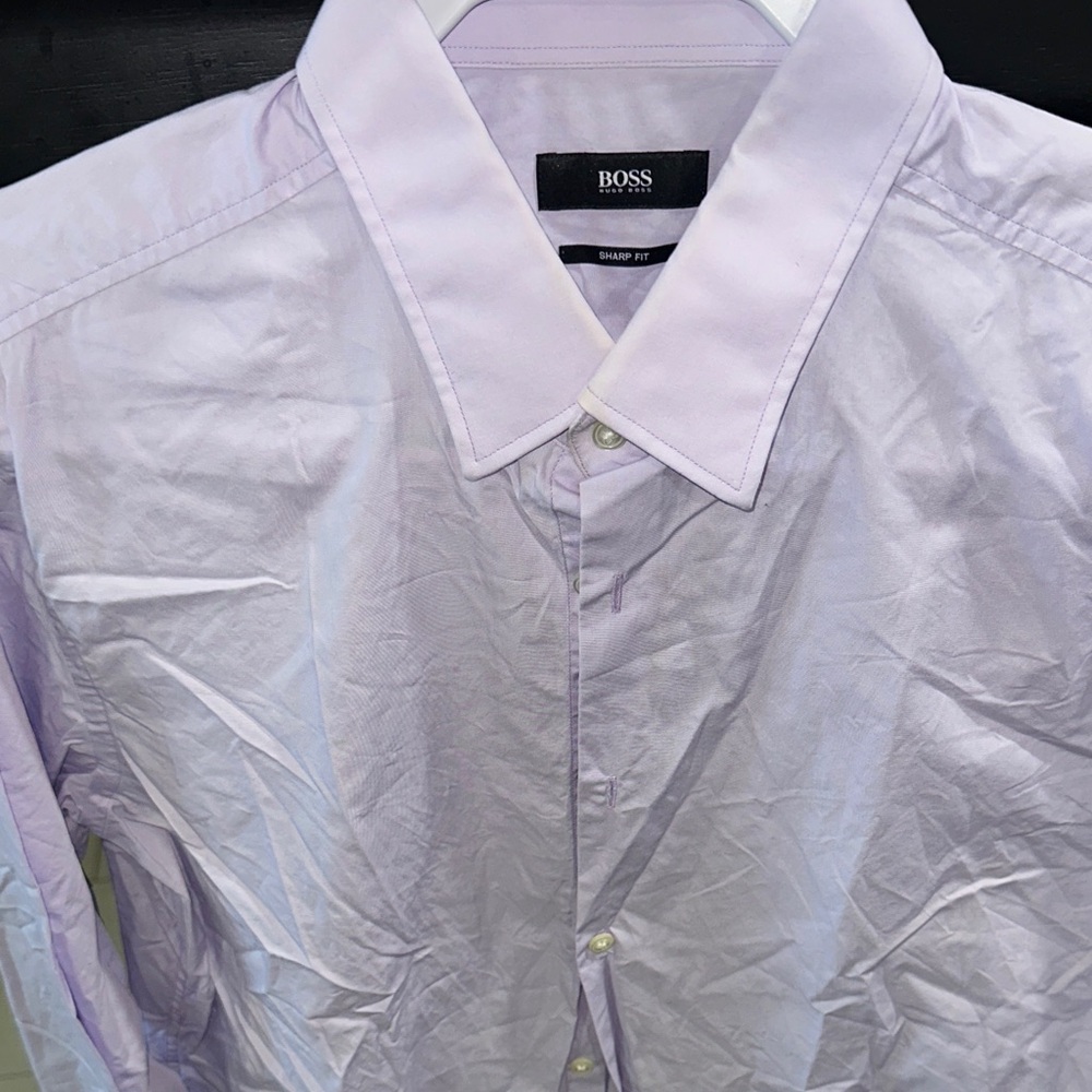 BOSS Men's Light Lavender Dress Shirt